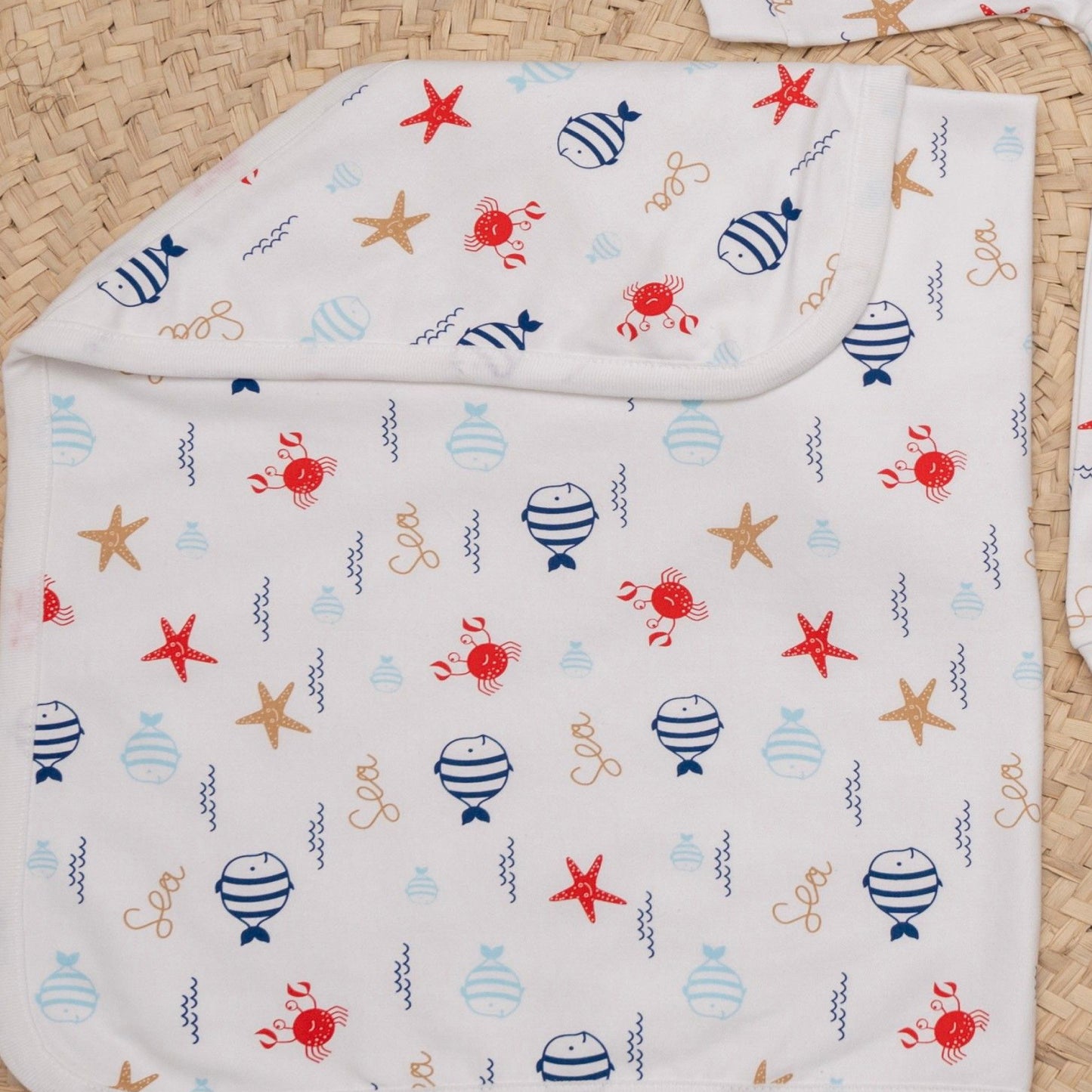 طقم السبوع والمستشفى قطن مع كوفرته طبقتين لحديث الولادة