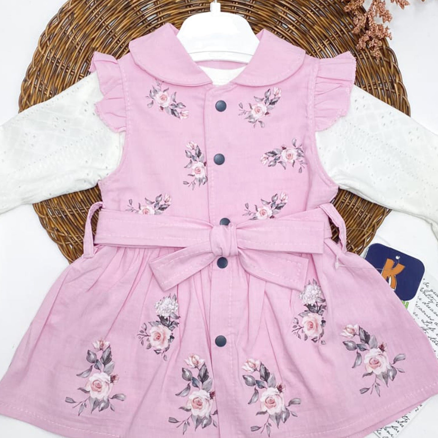 فستان قطن بوبلين مع سالوبيت