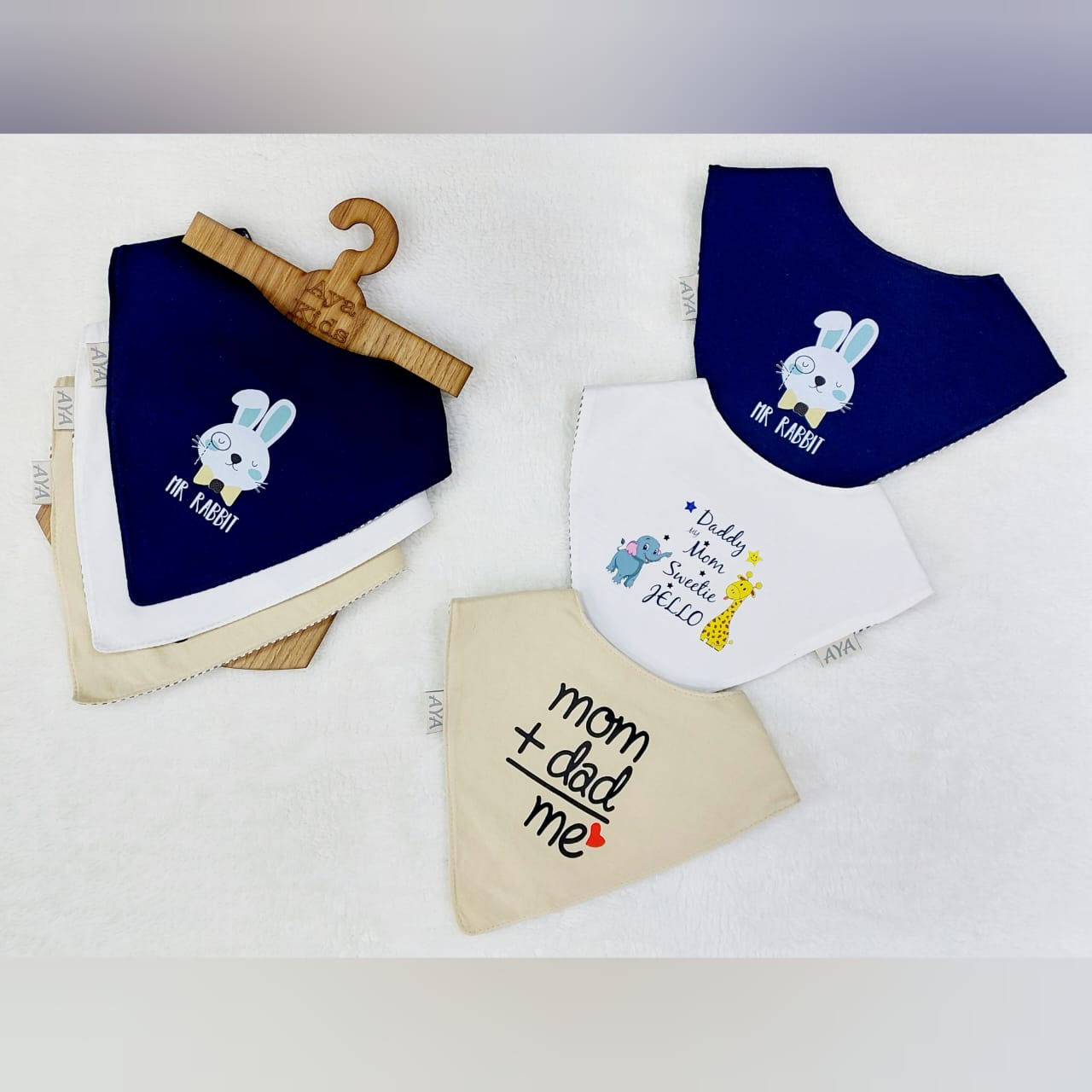 طقم 3 قطع بافتة سكارف قطن مبطنة مشمع - ( 3 طبقات قطن مشمع قطن )