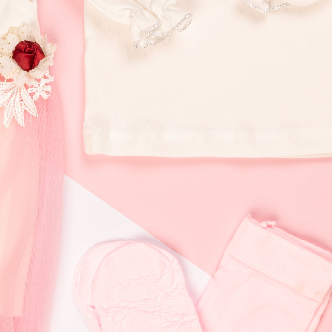 فستان السبوع لحديث الولادة 4 قطع