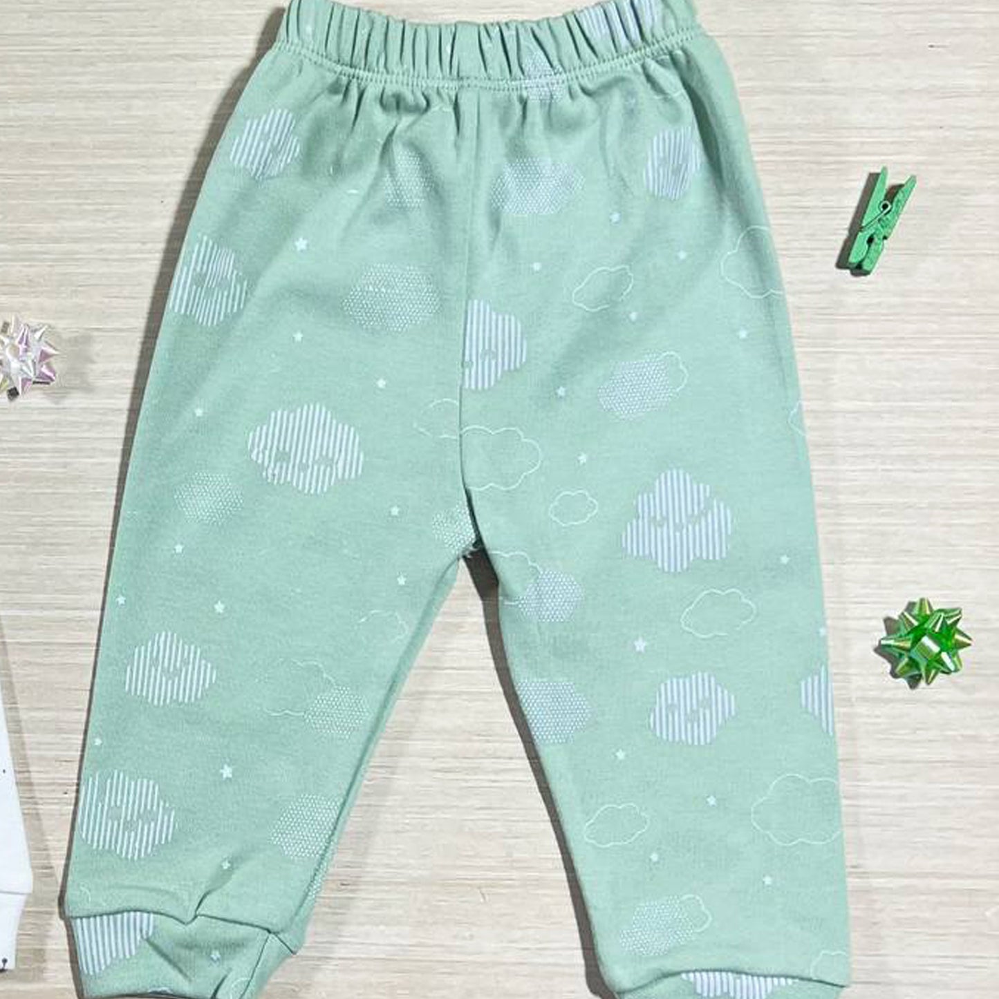 طقم 2 قطعة بنطلون قطن لحديث الولادة