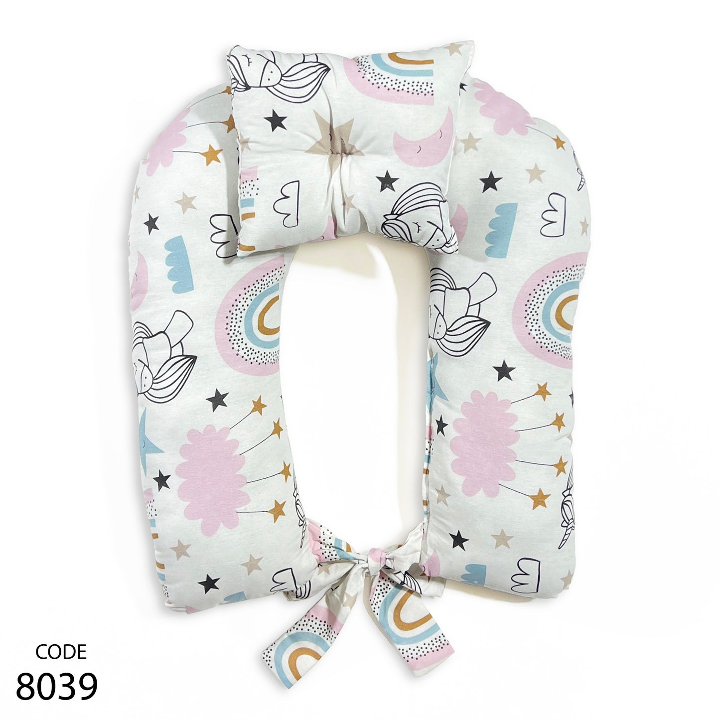 مخدة رضاعة مع مخدة رأس ورباط - عرض 45 سم والطول 55 سم