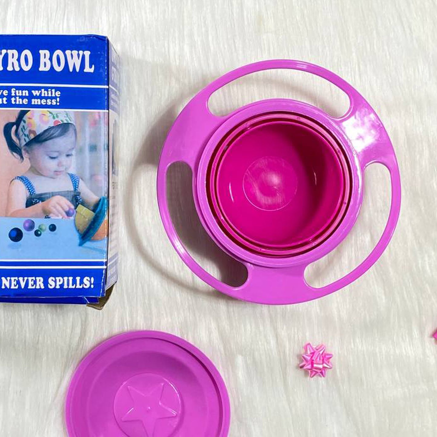 طبق غير قابل (للانقلاب ) للسكب - اللون بينك