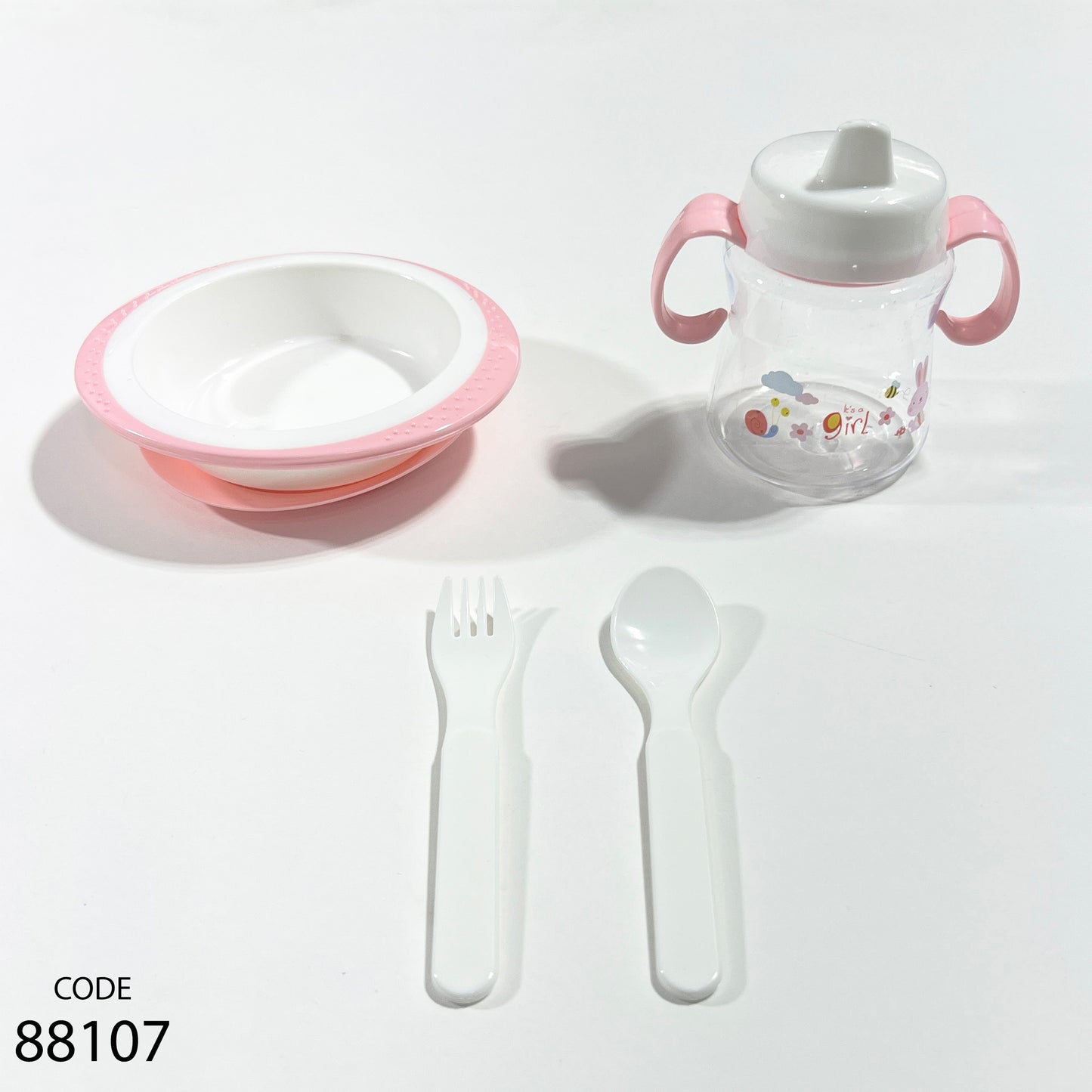 طقم كوب مع طبق و معلقة و شوكة