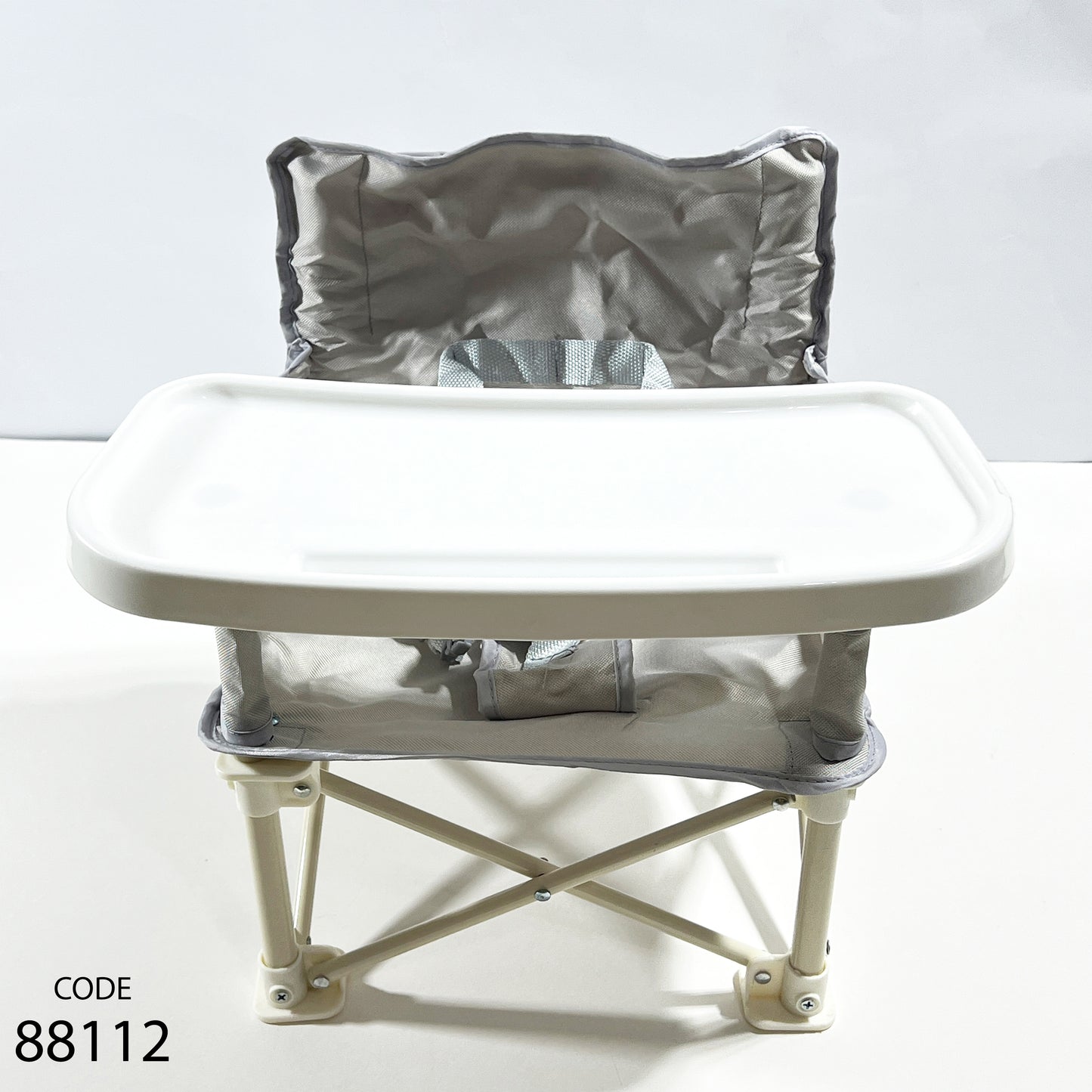 كرسي طعام ميني مع شنطة للأطفال - اللون الرمادي