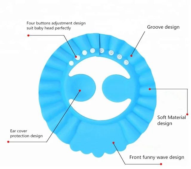 كاب الاستحمام فوم مع حامي أذن - أزرق