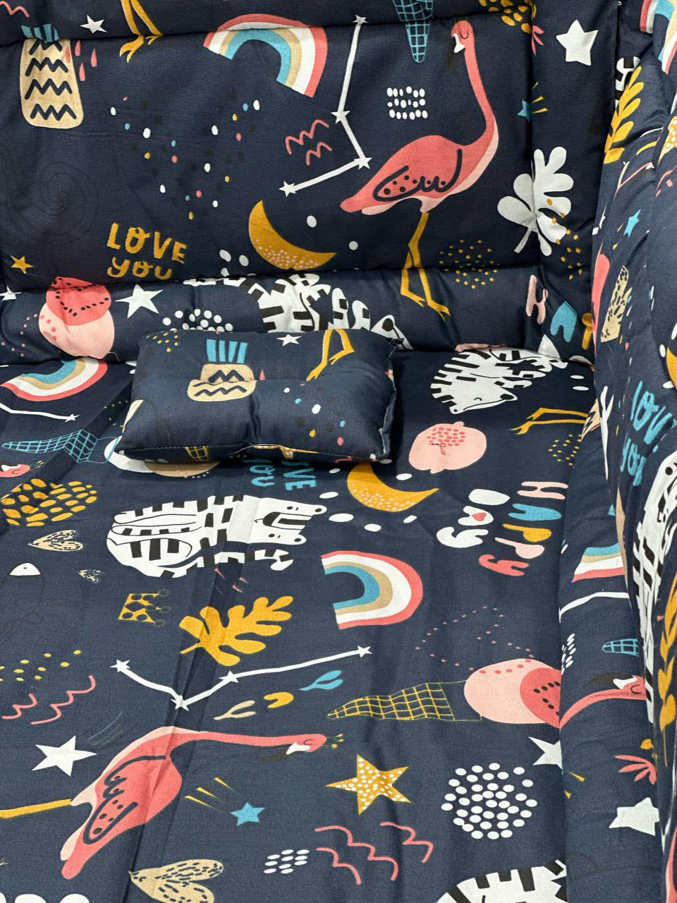 طقم جوانب السرير فايبر  - مع مخدة و ملاية بأستك محكم