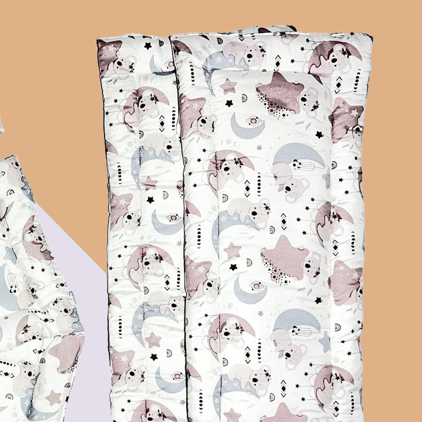 طقم جوانب السرير فايبر  - مع مخدة و ملاية بأستك محكم