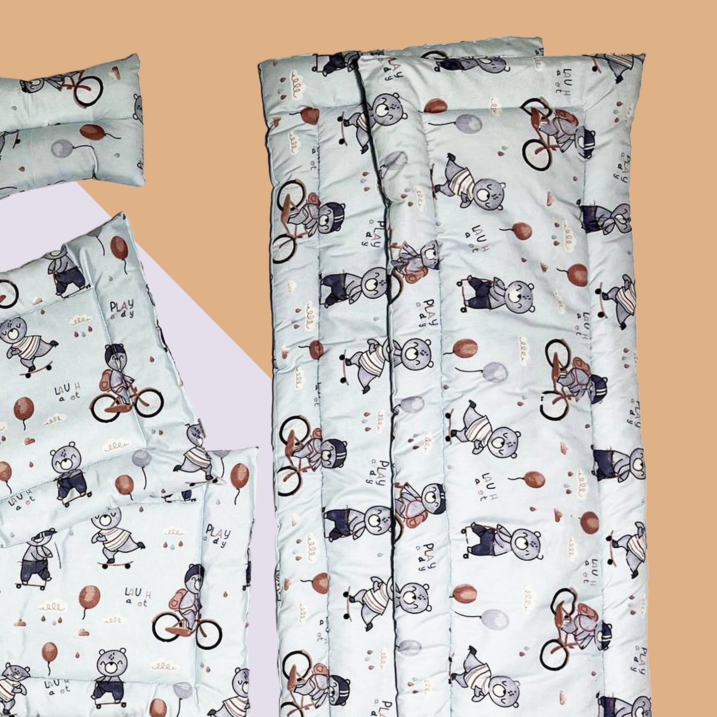 طقم جوانب السرير فايبر  - مع مخدة و ملاية بأستك محكم