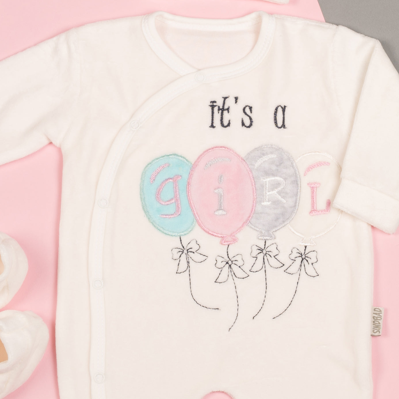 طقم بودي سوت مخمل للمواليد الجدد - للشتاء-بنات