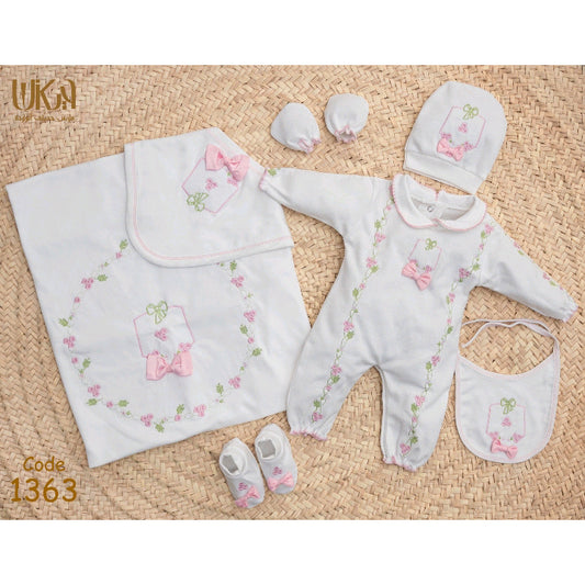 طقم السبوع والمستشفى قطن مع كوفرته طبقتين لحديث الولادة