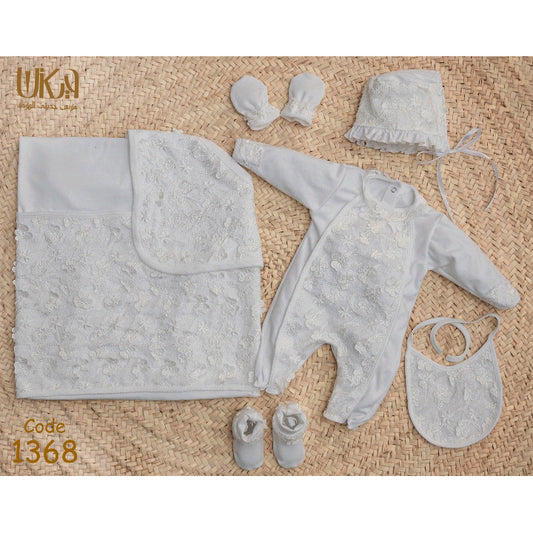 طقم السبوع والمستشفى قطن مع كوفرته طبقتين لحديث الولادة