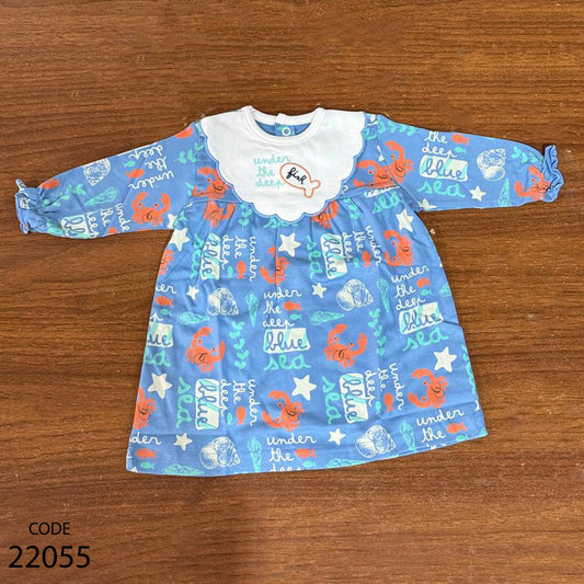 جلابية قطن بأزرار خلفية لحديث الولادة