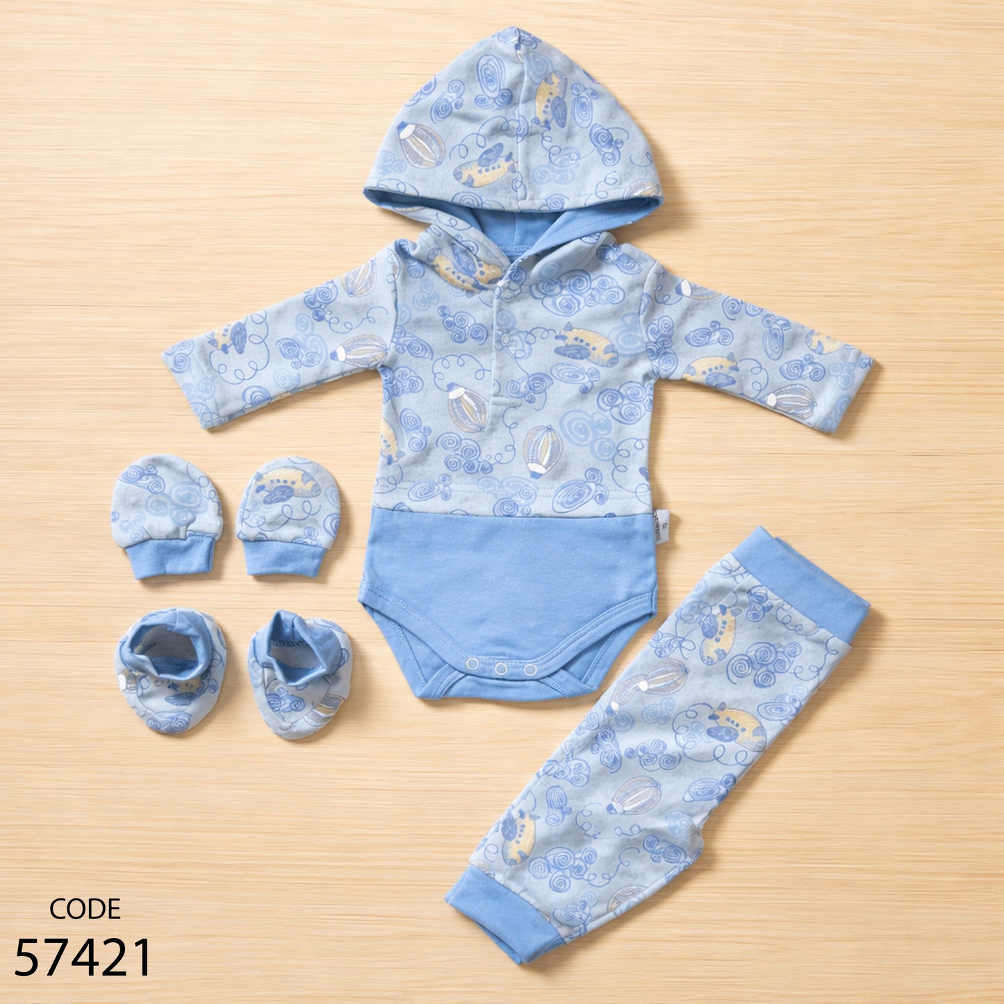 طقم ٤ قطع قطن لحديث الولادة