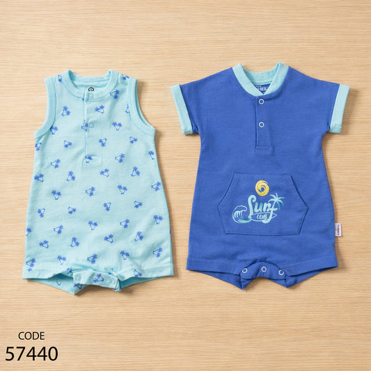 طقم 2 سالوبيت قطن لحديث الولادة