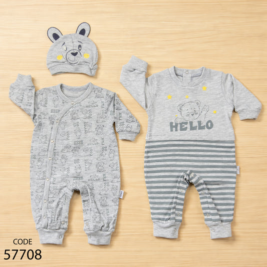 طقم 2 سالوبيت قطن لحديث الولادة