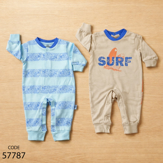 طقم 2 سالوبيت قطن لحديث الولادة