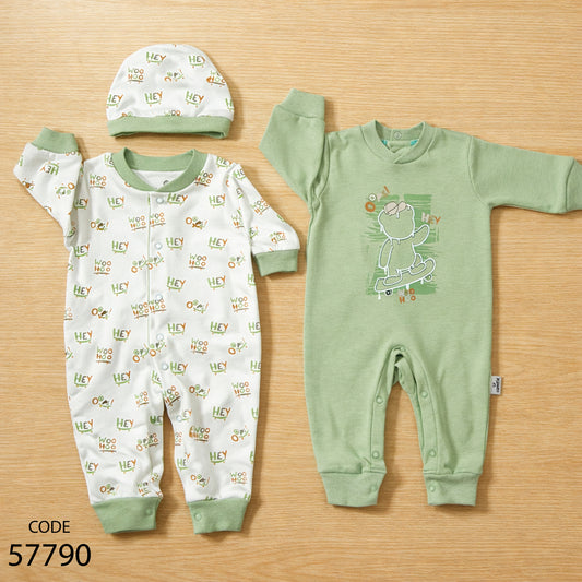 طقم 2 سالوبيت قطن لحديث الولادة