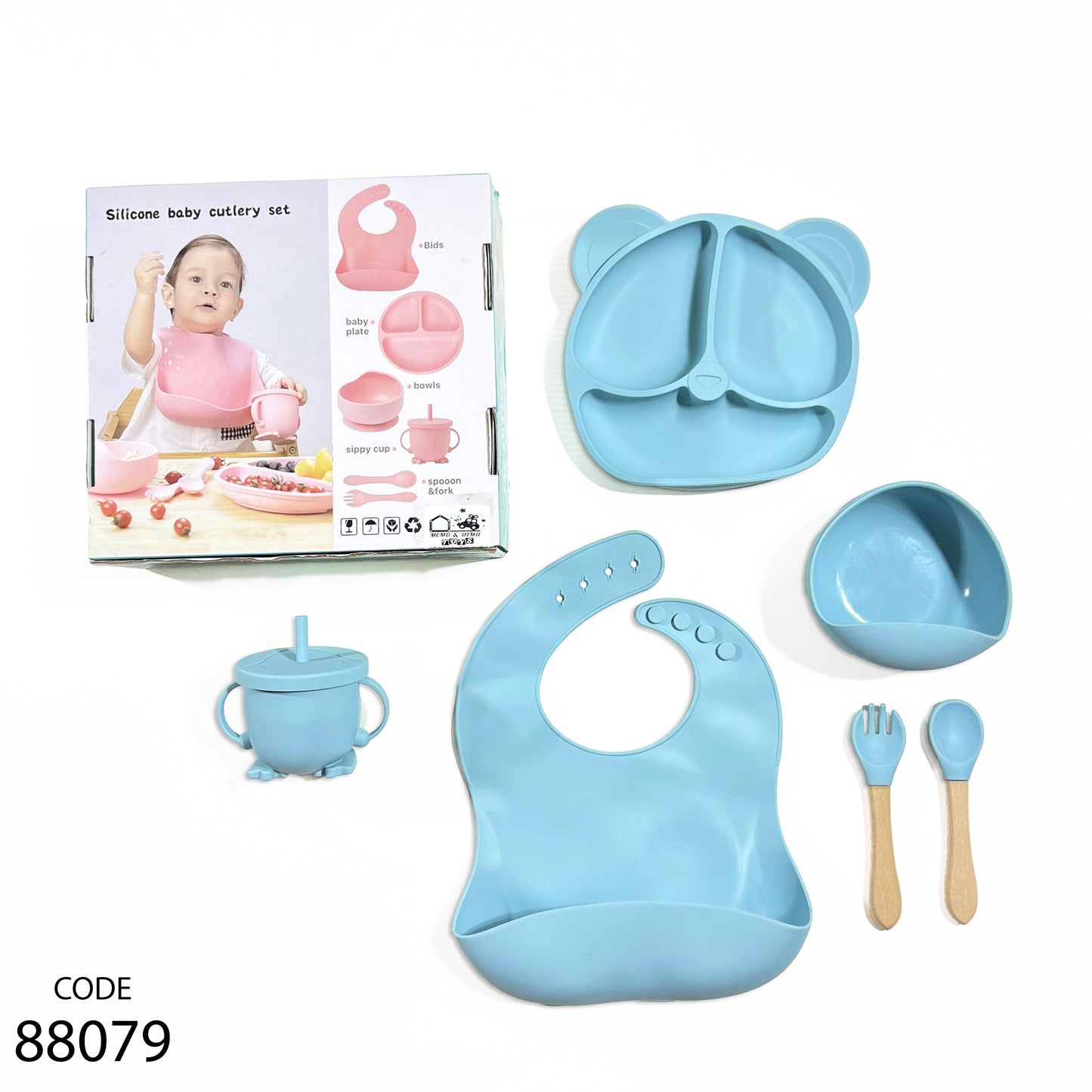 طقم طعام للأطفال سيليكون - مستورد