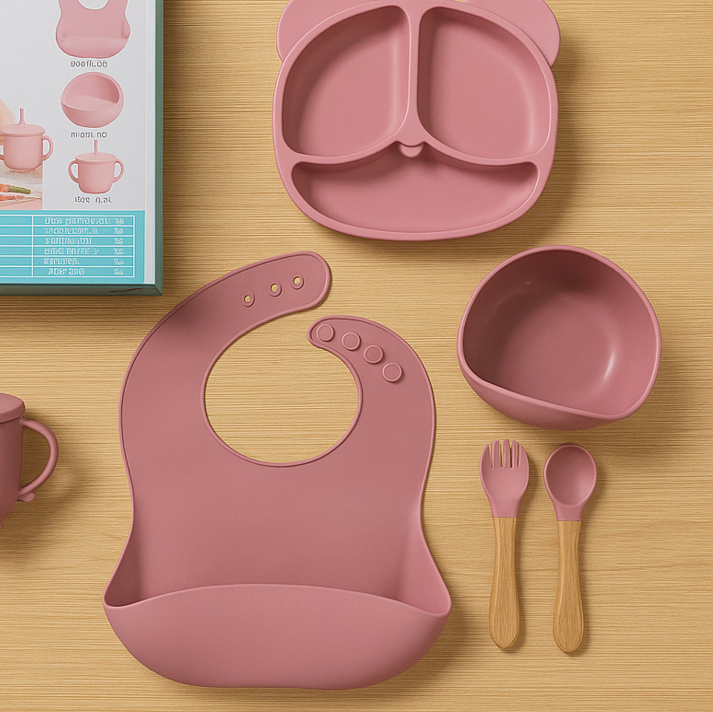 طقم طعام للأطفال سيليكون - مستورد