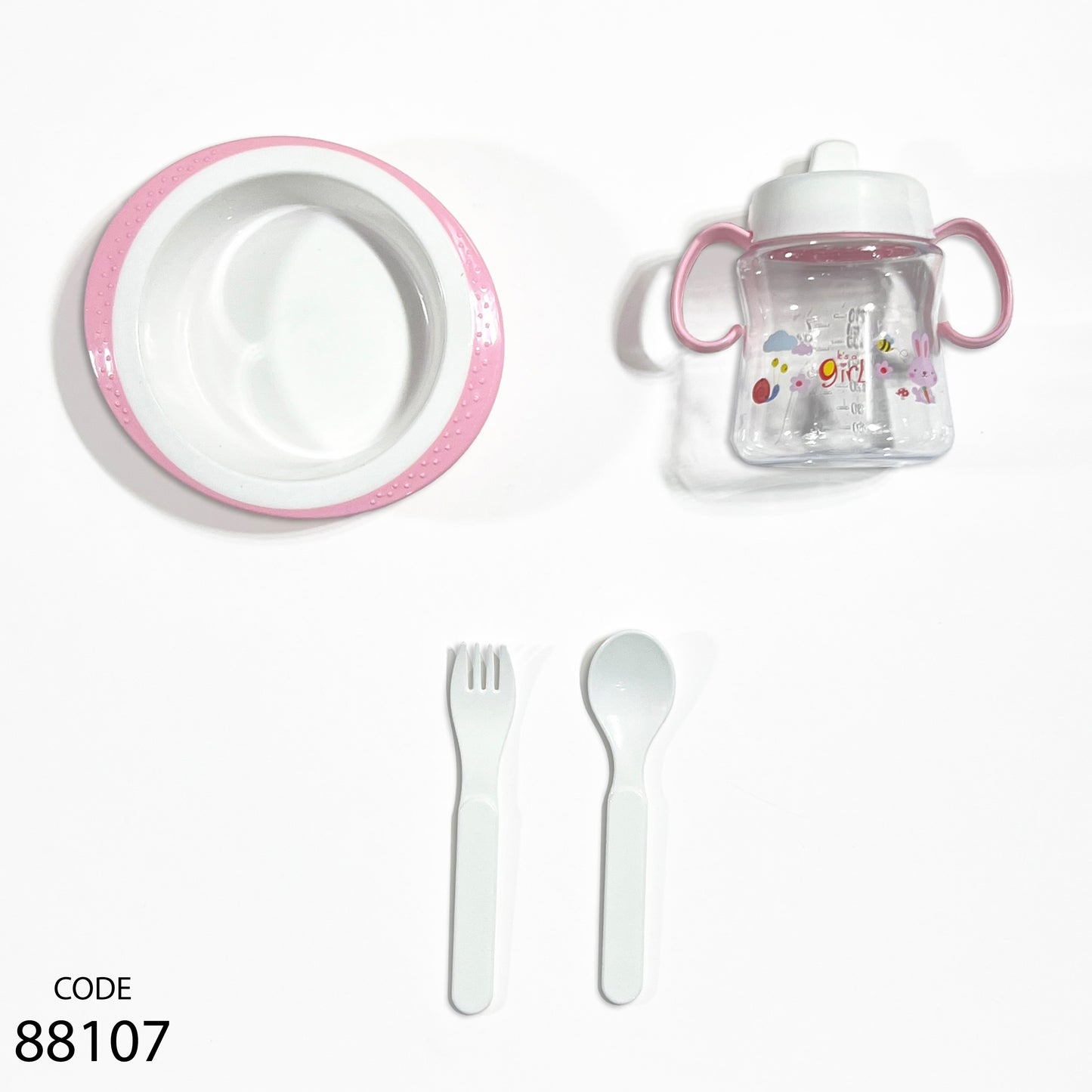 طقم كوب مع طبق و معلقة و شوكة