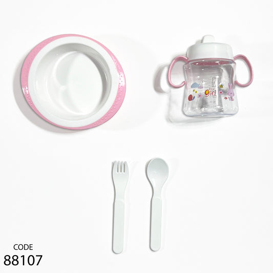 طقم كوب مع طبق و معلقة و شوكة