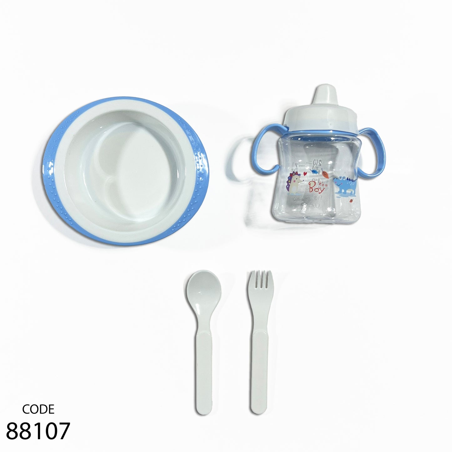 طقم كوب مع طبق و معلقة و شوكة