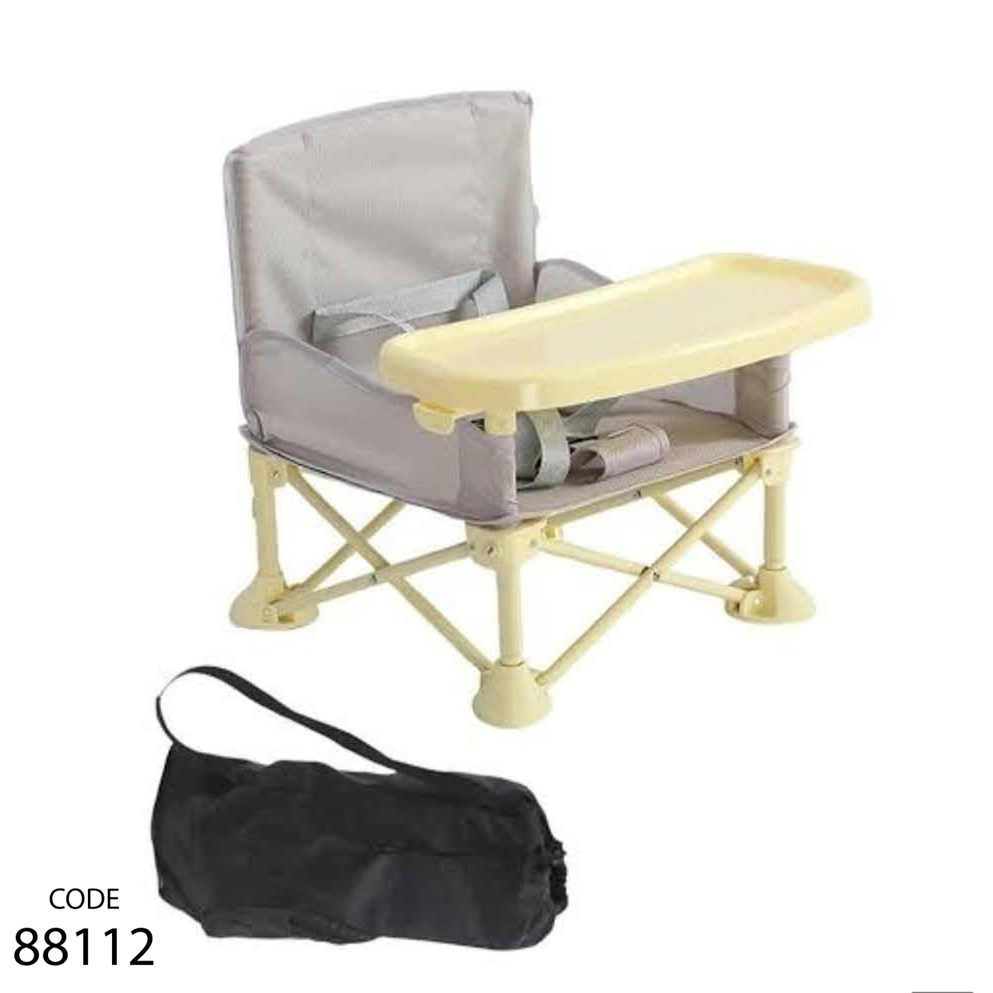 كرسي طعام ميني مع شنطة للأطفال - اللون الرمادي