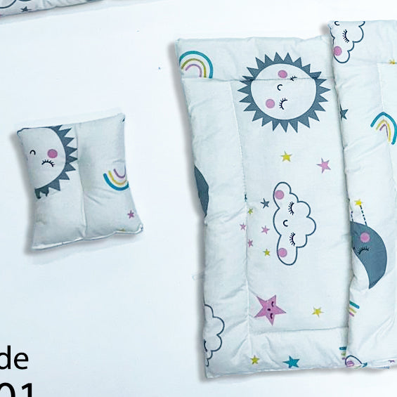 طقم جوانب السرير فايبر  - مع مخدة و ملاية بأستك محكم