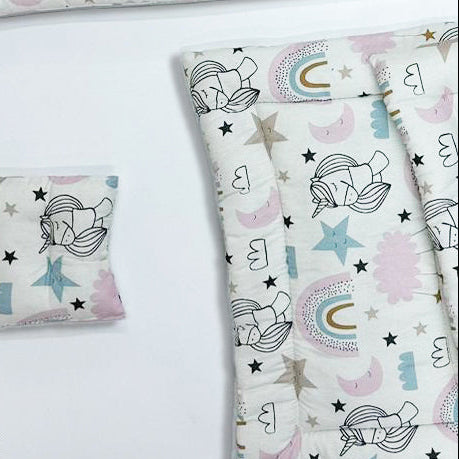 طقم جوانب السرير فايبر  - مع مخدة و ملاية بأستك محكم