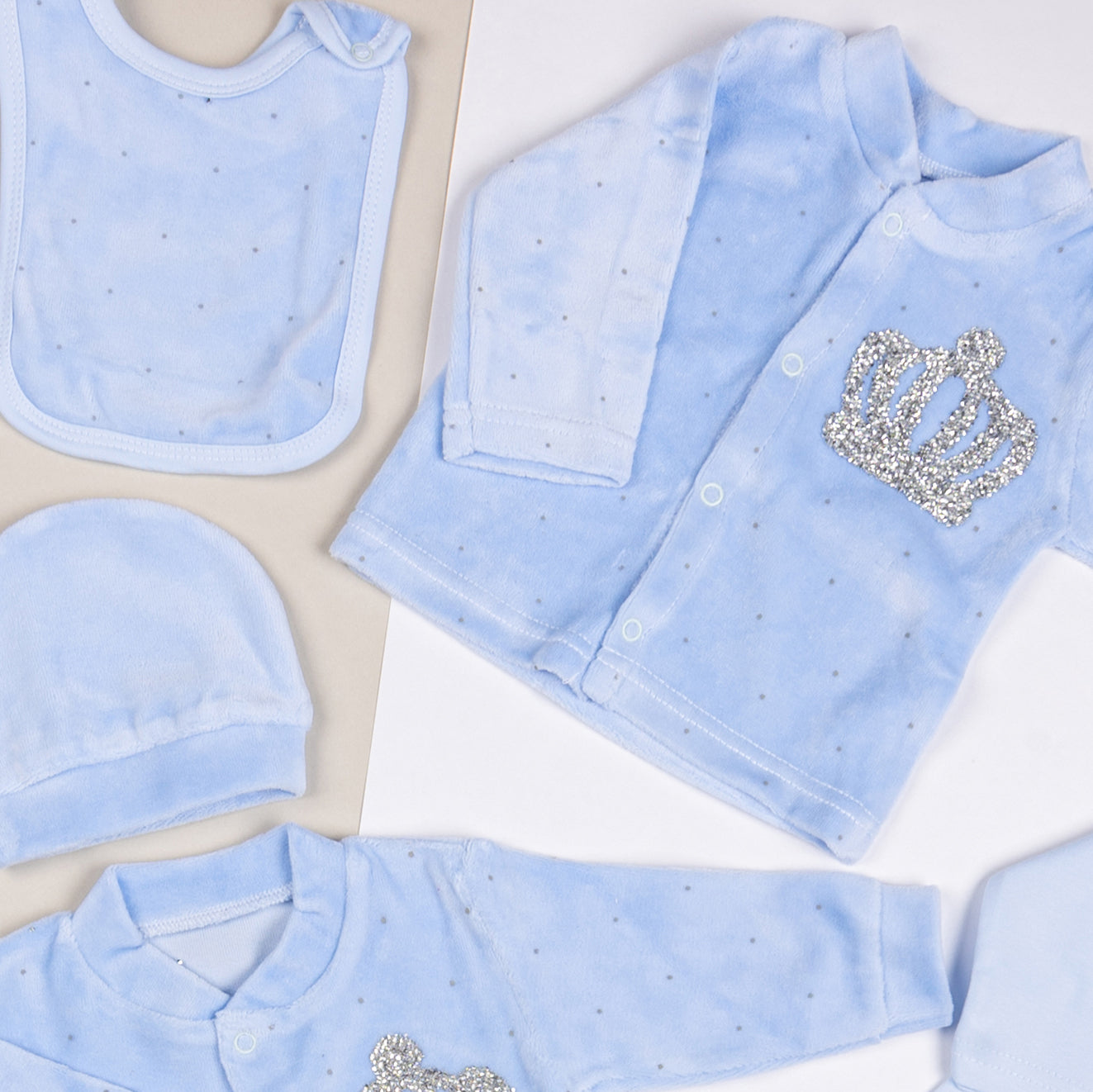 ملابس حديثي الولادة - طقم قطيفة حديثي الولادة 10 قطع للأولاد الشتوي