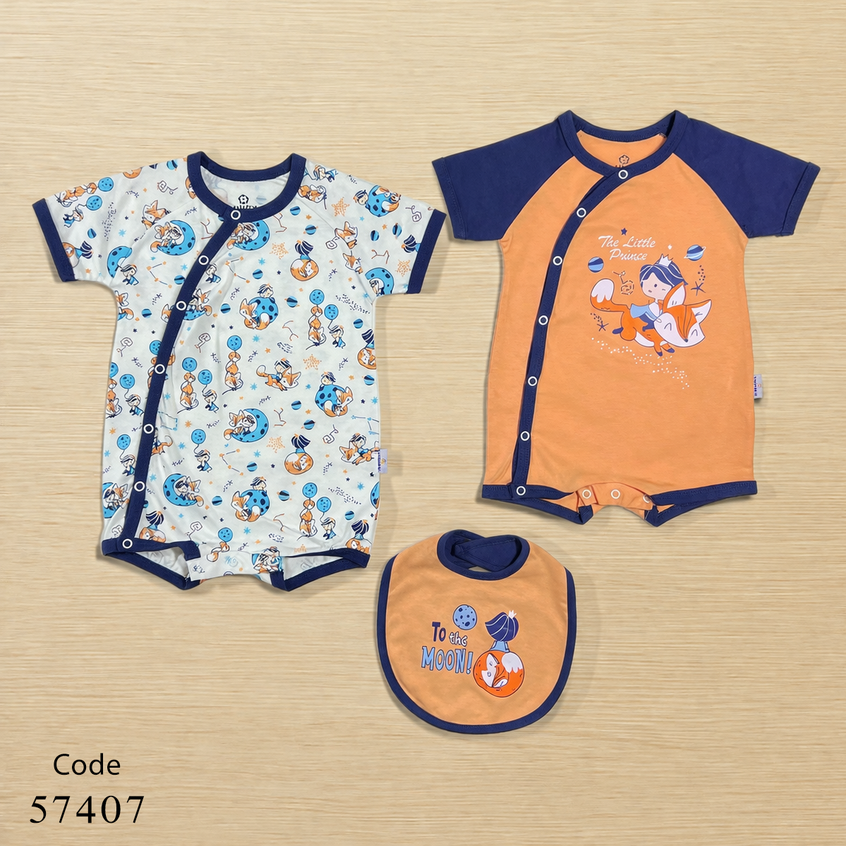 طقم 2 سالوبيت قطن لحديث الولادة