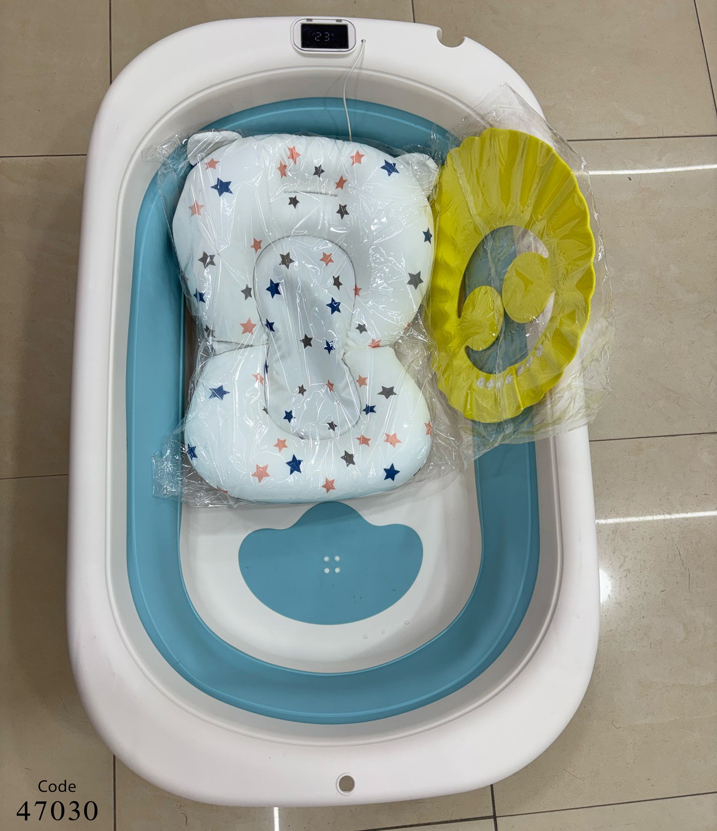 بانيو سيليكون مع مخدة للاطفال - اللون الرمادي