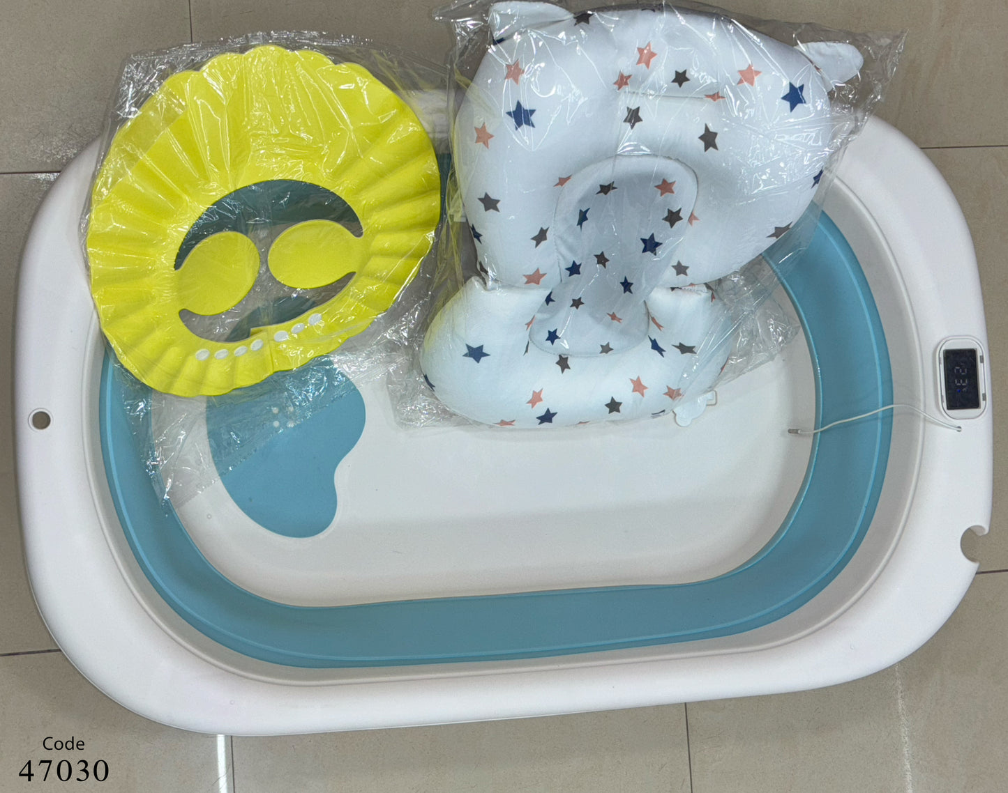 بانيو سيليكون مع مخدة للاطفال - اللون الأزرق
